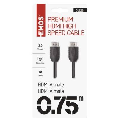 S10000 HDMI 2.0 vysokorýchlostný kábel A vidlica - A vidlica 0,75 m EMOS