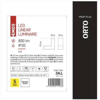ZALL LED lineárne svietidlo ORTO LCON 8W neutrálna biela EMOS Lighting