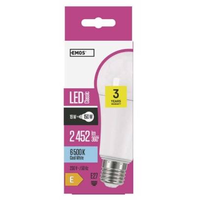 ZQ5185 LED žiarovka Classic A67 19W E27 studená biela EMOS osvetlenie