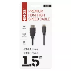 S10102 Vysokorýchlostný kábel HDMI 2.0 vidlica A - vidlica C 1,5 m EMOS