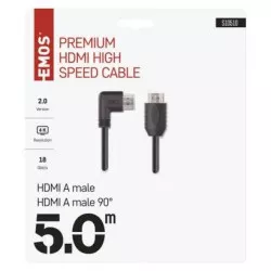 S10510 HDMI 2.0 vysokorýchlostný kábel A vidlica - A vidlica 90° 5 m EMOS