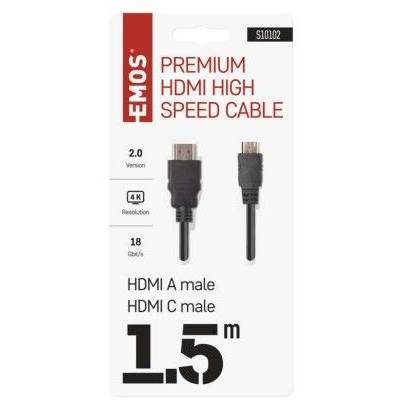 S10102 Vysokorýchlostný kábel HDMI 2.0 vidlica A - vidlica C 1,5 m EMOS