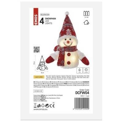 DCFW04 LED vianočný snehuliak, 25 cm, 3x AA, vnútorný, teplá biela EMOS Lighting
