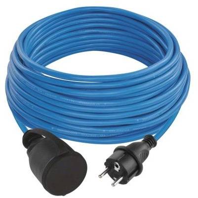 P01520W Predlžovací kábel odolný voči poveternostným vplyvom 20 m / 1 zásuvka / modrá / silikón / 230 V / 1,5 mm2